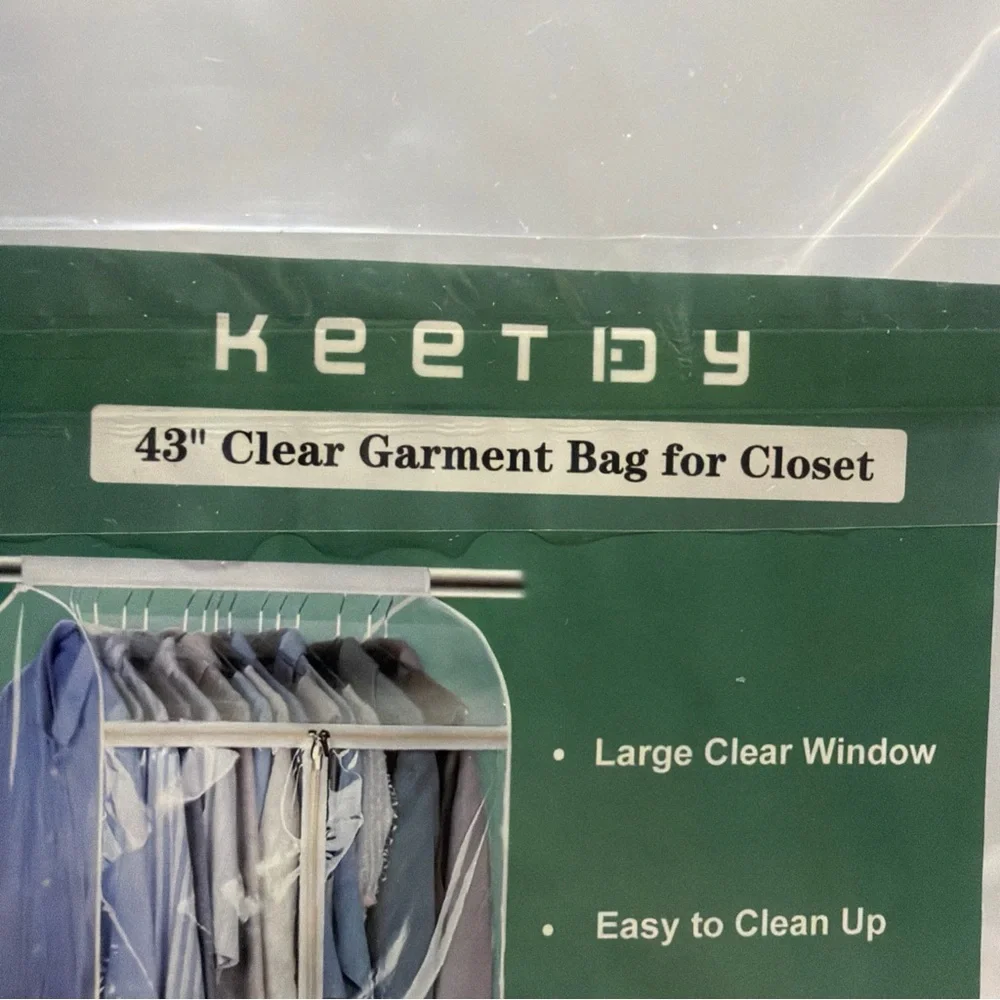 KEETDY 43 Hanging Garment Bags for Closet Storage Large Clear Window Hanging ...